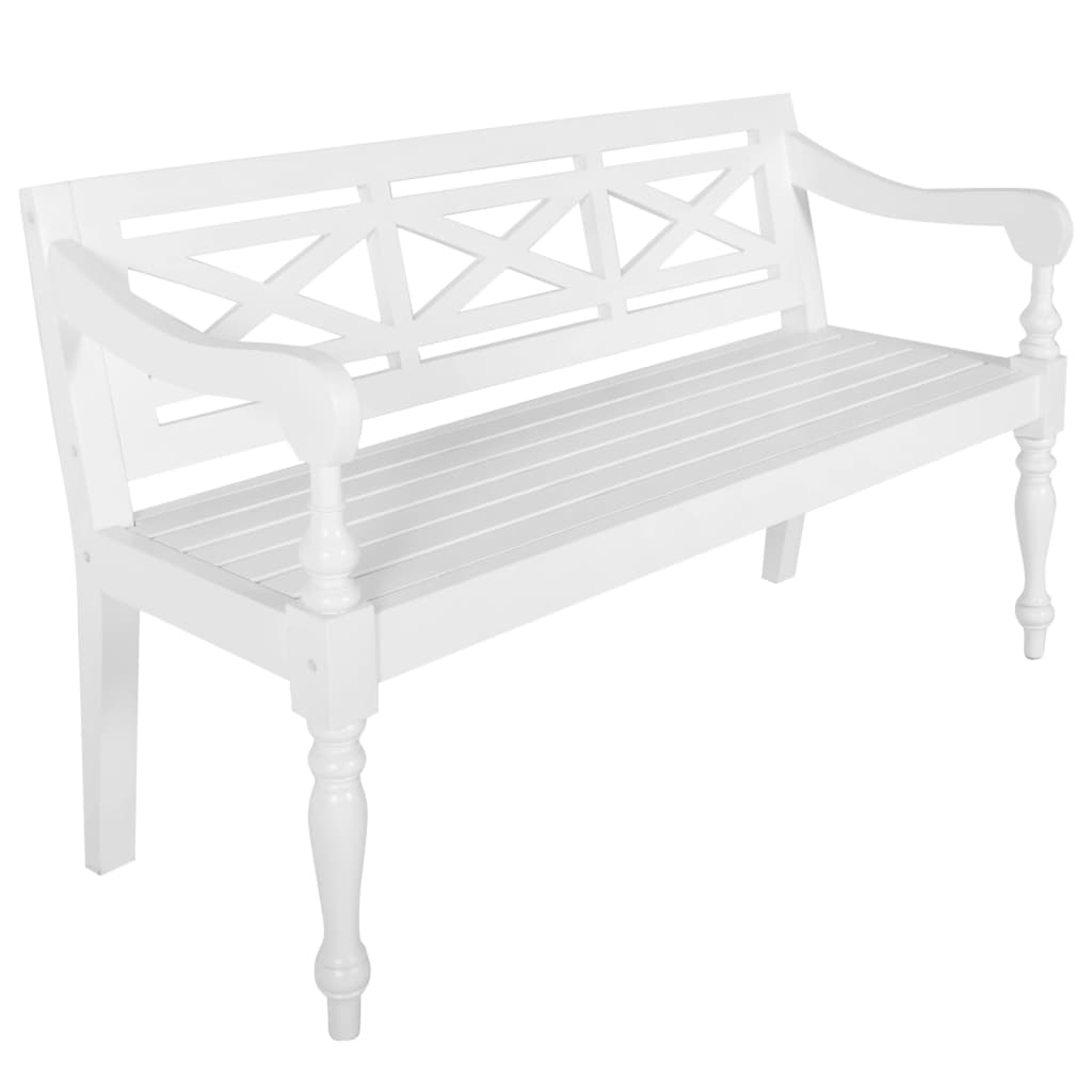 Banco interior   banco batavia madera maciza de caoba blanco 123 cm cfw65490