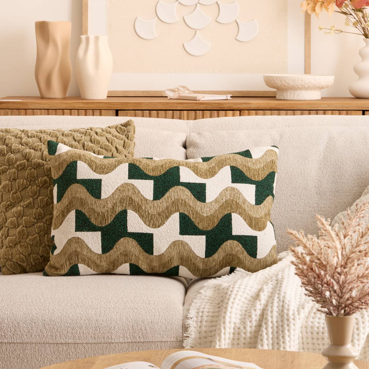 Coussin Floe vert Kaki 58x38cm - Atmosphera créateur d'intérieur - 2