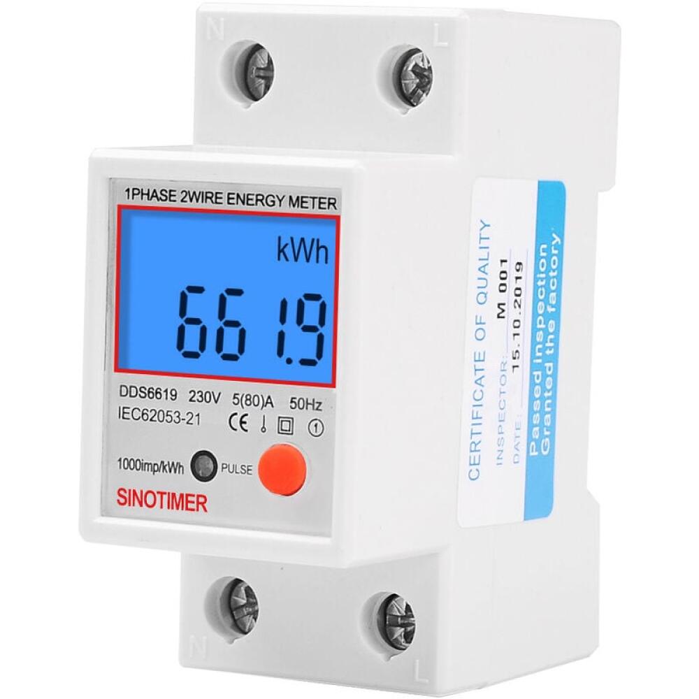 Sous compteur électrique monophasé, certifié MID, 45A max modulaire, Simple tarif, Affichage LCD. - 4