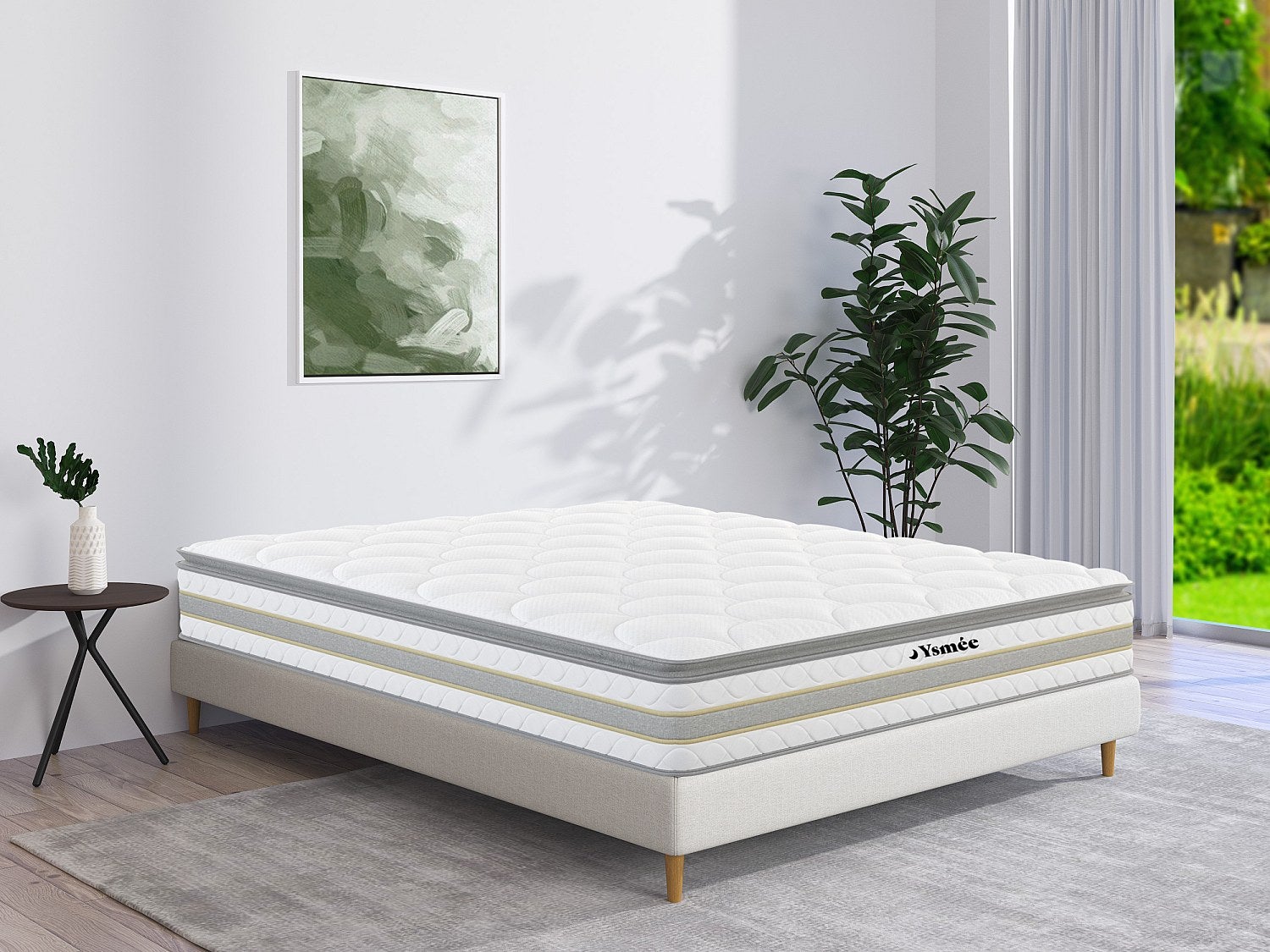 Materac ze sprężynami kieszeniowymi i nakładką CANTERBURY marki YSMÉE – 160 ×&amp;nbsp;200&amp;nbsp;cm