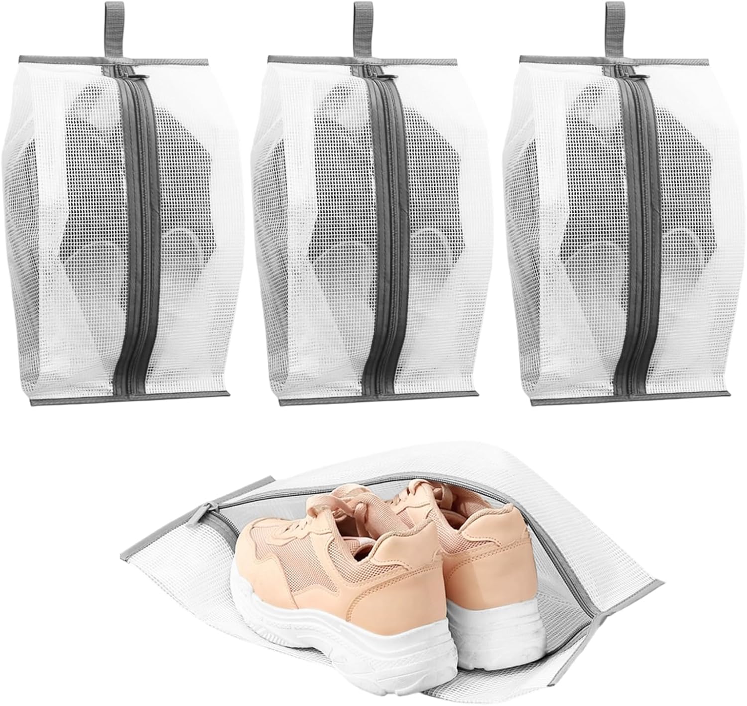 Zestaw 4 toreb podróżnych na buty, 40×20×20 cm, wodoodporne, przenośne, pyłoszczelne pokrowce na buty, torby podróżne na buty z zamkiem błyskawicznym
