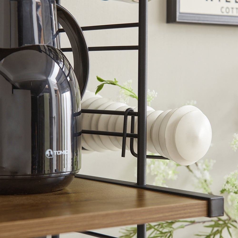 SoBuy Étagères Micro-Ondes de Cuisine Support Étagère de Cuisine 2 Niveaux, Marron, KCR08-PF - 6