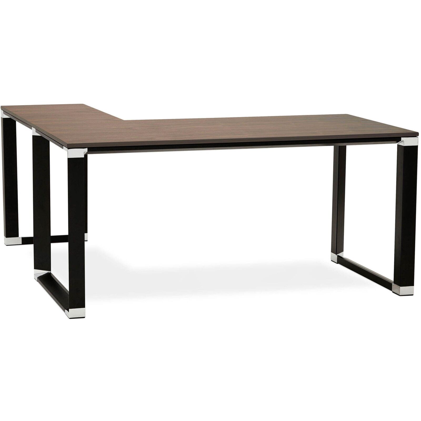 Bureau angle design warner I 170 x 160 x 74 cm Bois foncé, noir | Leroy ...