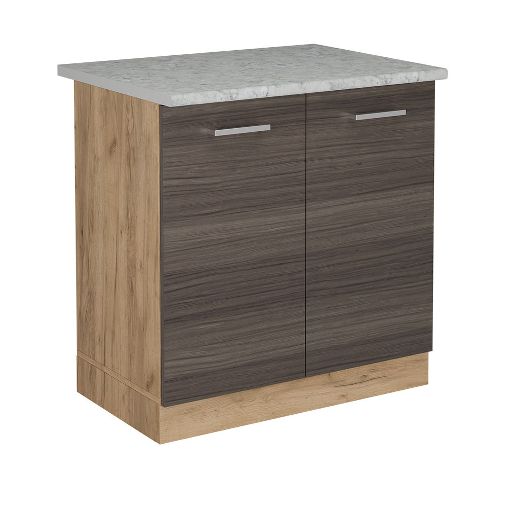 Mobile Lavello Cucina Vicco Livinity R-line - Calcestruzzo Nero/Antracite, 80cm Con Piano Rovere - Foto 8