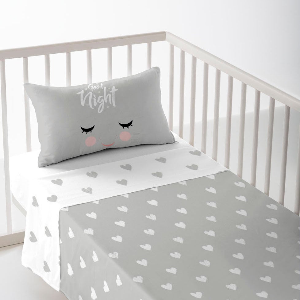 Parure Drap Housse Microfibre Odot - Drap Plat + Taies D'Oreiller - Lit 140x190cm 4 Pièces Gris Clair