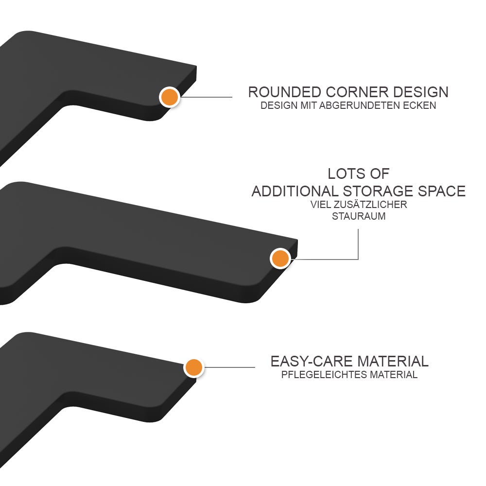 Vicco Étagère dangle Curva, Noir, 40.5x2.5cm Lot de 3 - 8