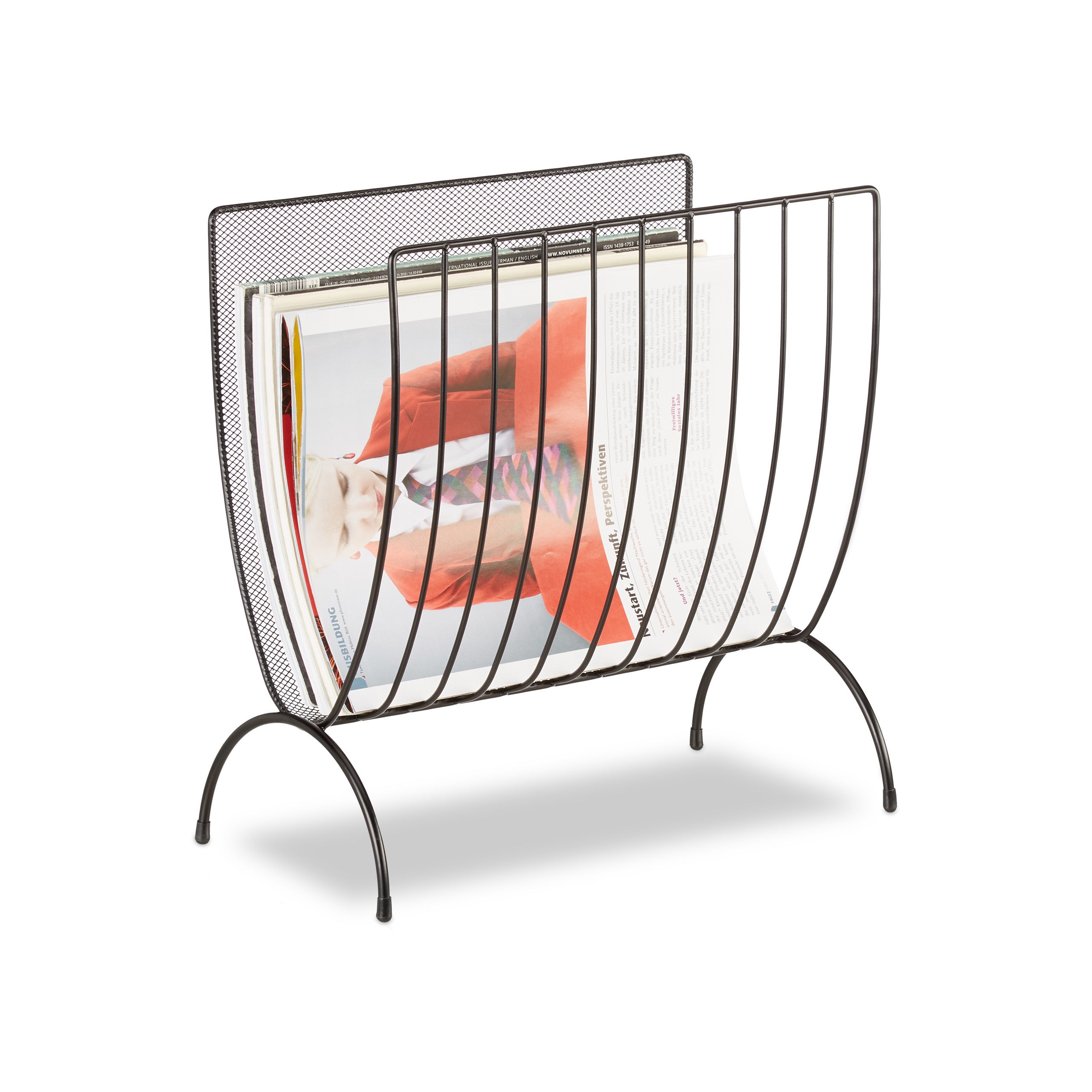 Porte-Revues Au Sol En Fer Forgé - 45x38x44 Cm - Noir - Pour Magazines, Journaux, Livres - Salon, Salle De Bain
