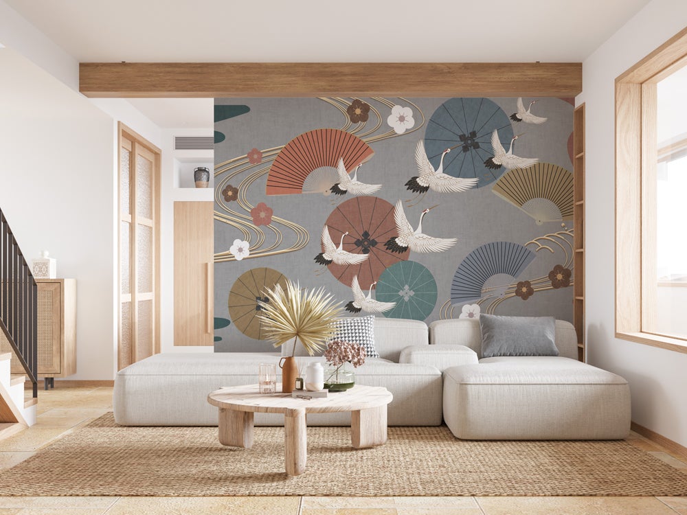 Papier peint grue asiatique zen L450cm x H260cm | Leroy Merlin