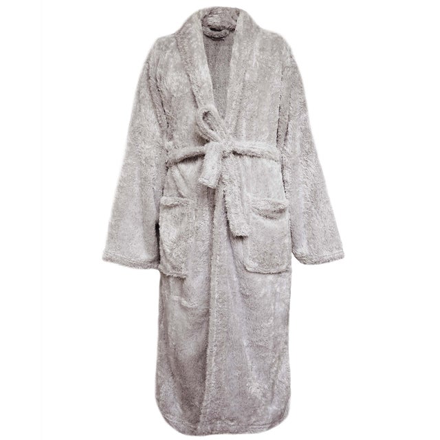 Peignoir col châle adulte HIGHLAND fausse fourrure polyester taille L gris husky