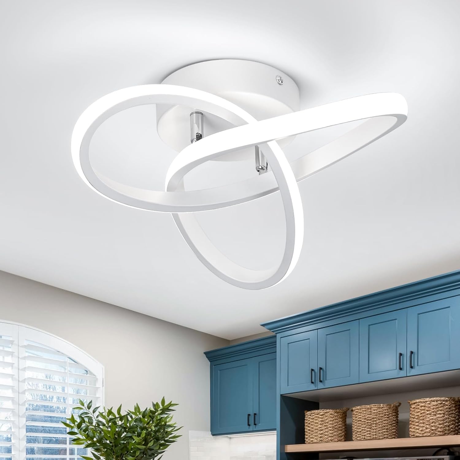 Oświetlenie sufitowe LED, energooszczędny żyrandol LED, nowoczesna lampa sufitowa 20 W, designerskie oświetlenie alejki LED, białe światło 6000 K - 2