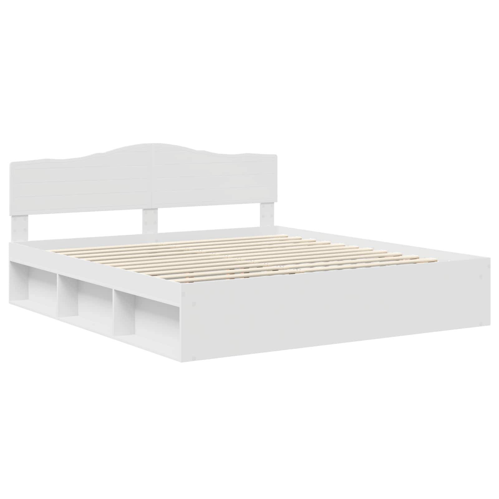 Cadre de lit blanc 200 x 200 cm en bois de pin massif - 4