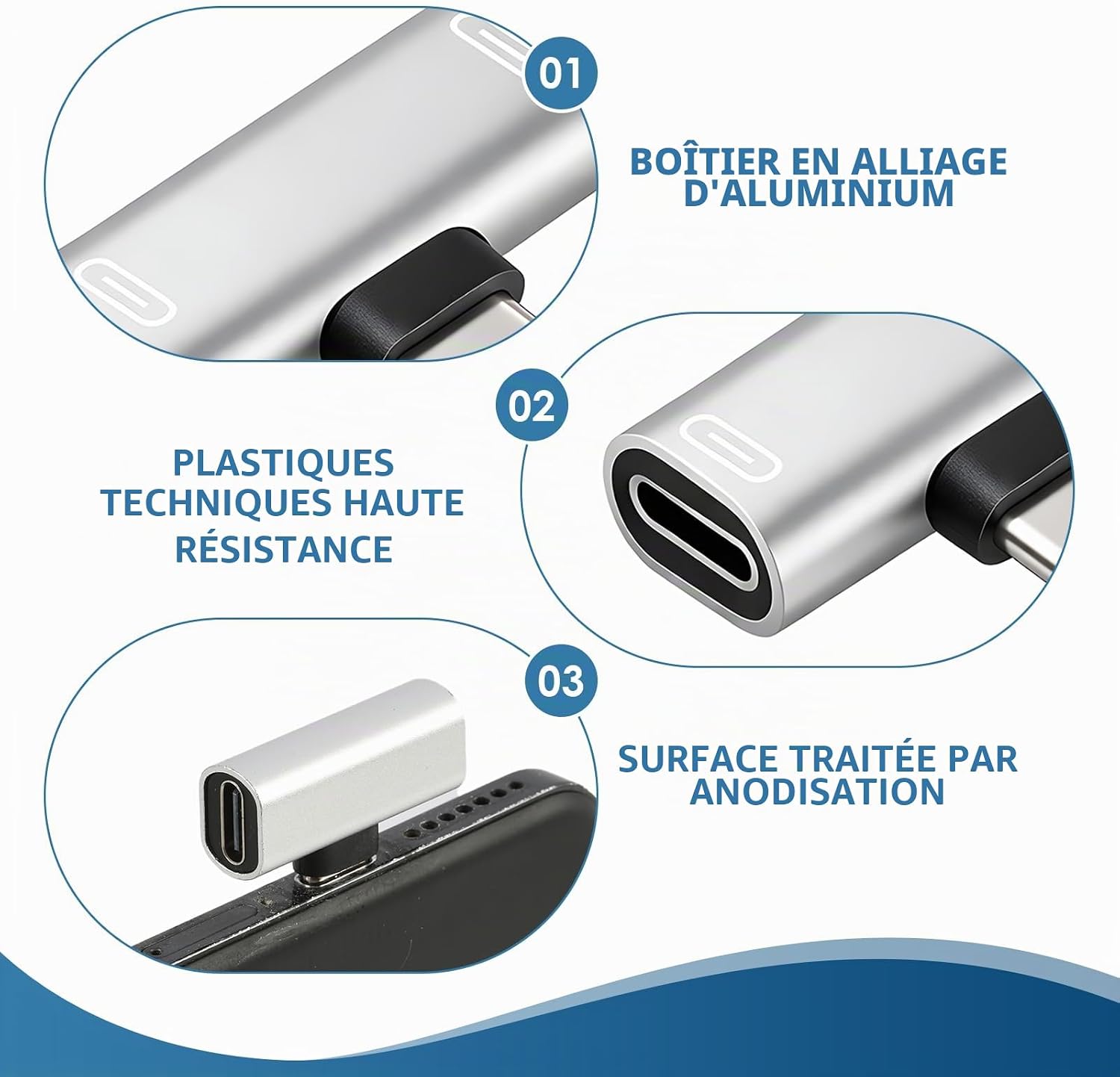 4 Pièces Répartiteur Double USB C 2 en 1, Adaptateur USB-C Audio et ...