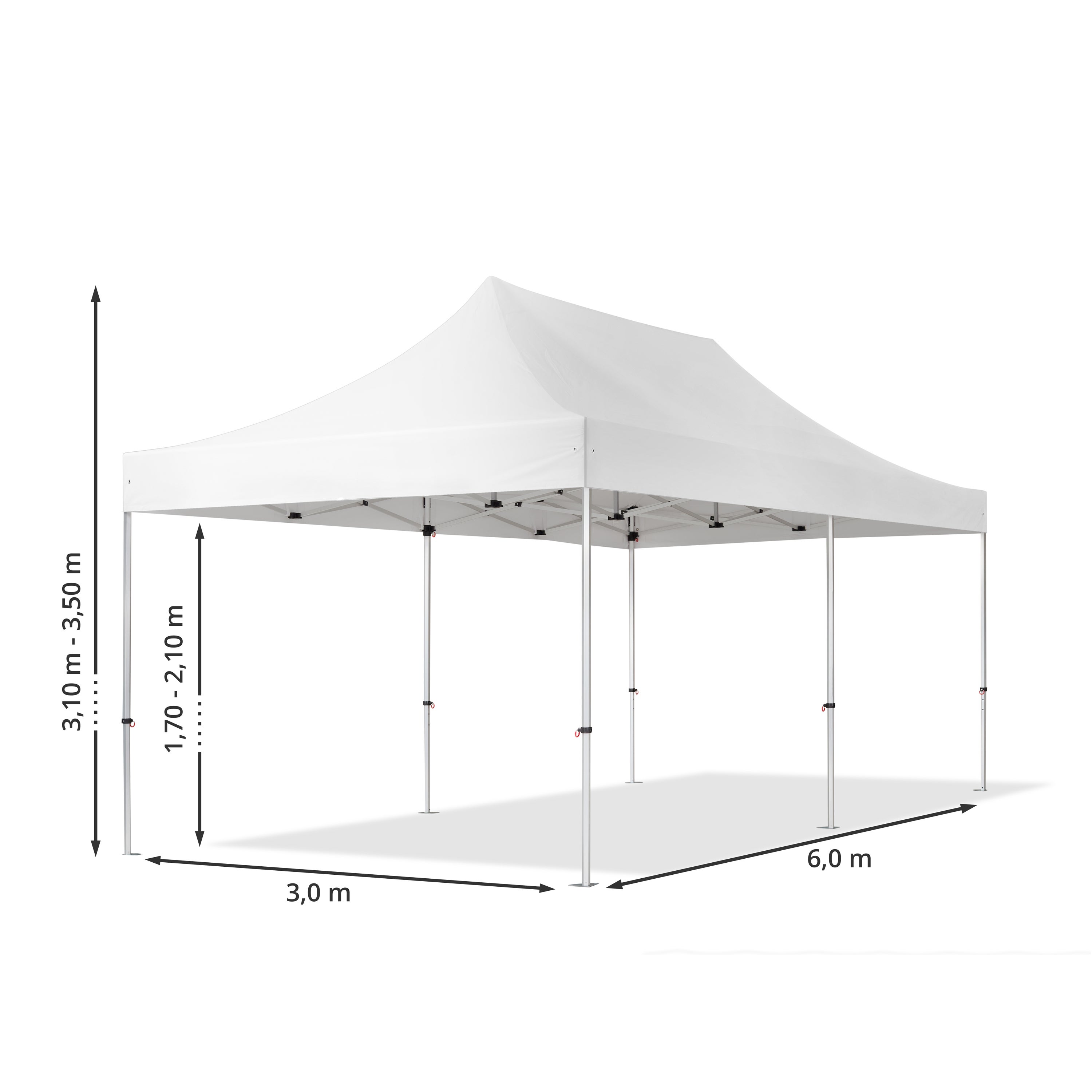 3x6 m Namiot Ekspresowy PROFESSIONAL Alu 40 mm, trudnopalny, ze ścianami bocznymi, okna panoramiczne , biały - 7