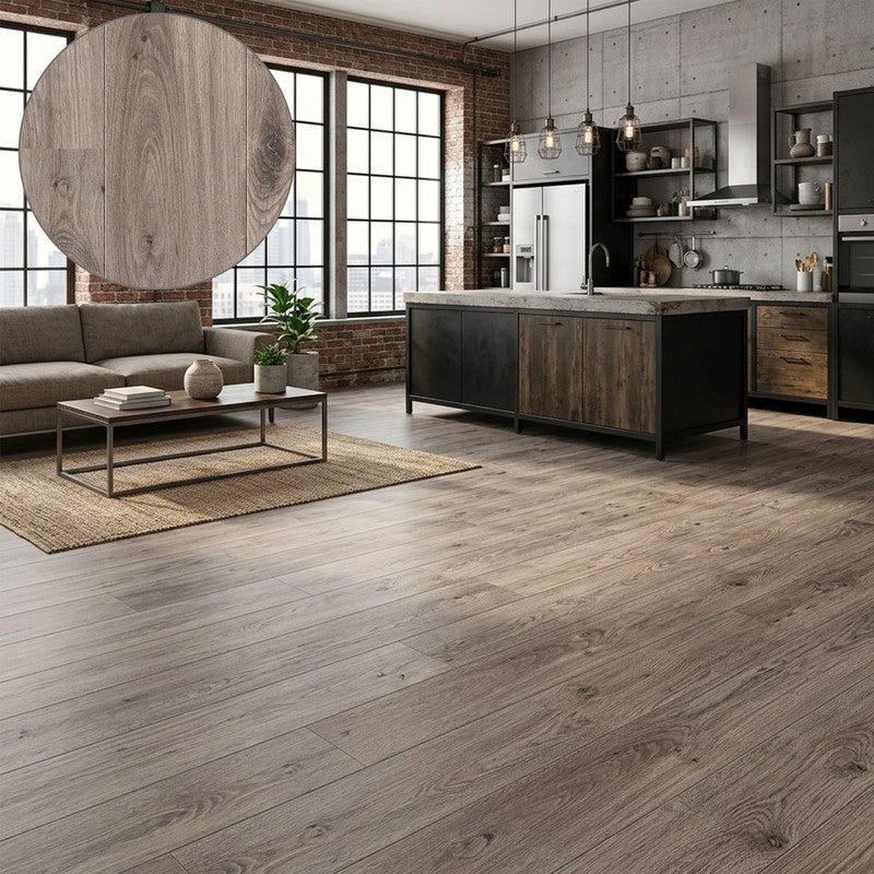 Abaco| tarima laminada bisel v2 / suelo laminado, 8mm. clic patentado impermeable para cocina y baño. roble rústico
