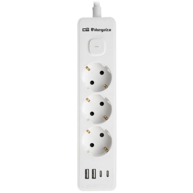 Orbegozo Regleta Con Interruptor En 3100/ 3 Tomas De Corriente/ 2 Usb/ 2 Usb Tipo-C/ Cable 1.4M/ Blanca , Leroy Merlin