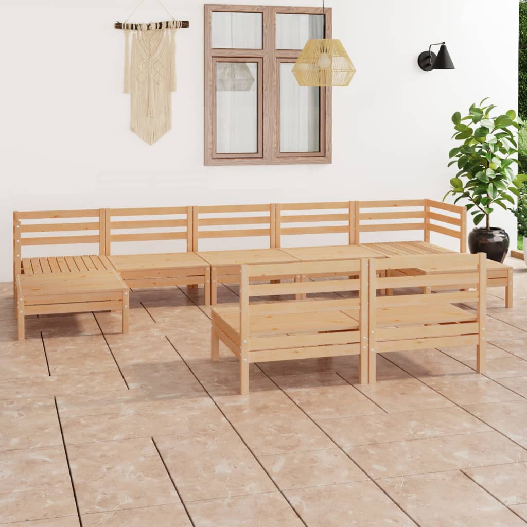 Salon bas de jardin en Bois Marron 9 personnes - 2