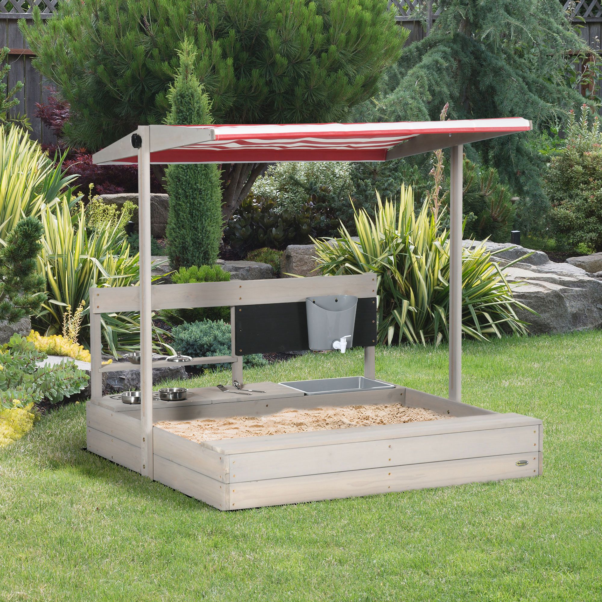 Arenário Infantil Outsunny 114x110x110 cm Cinzento - 2