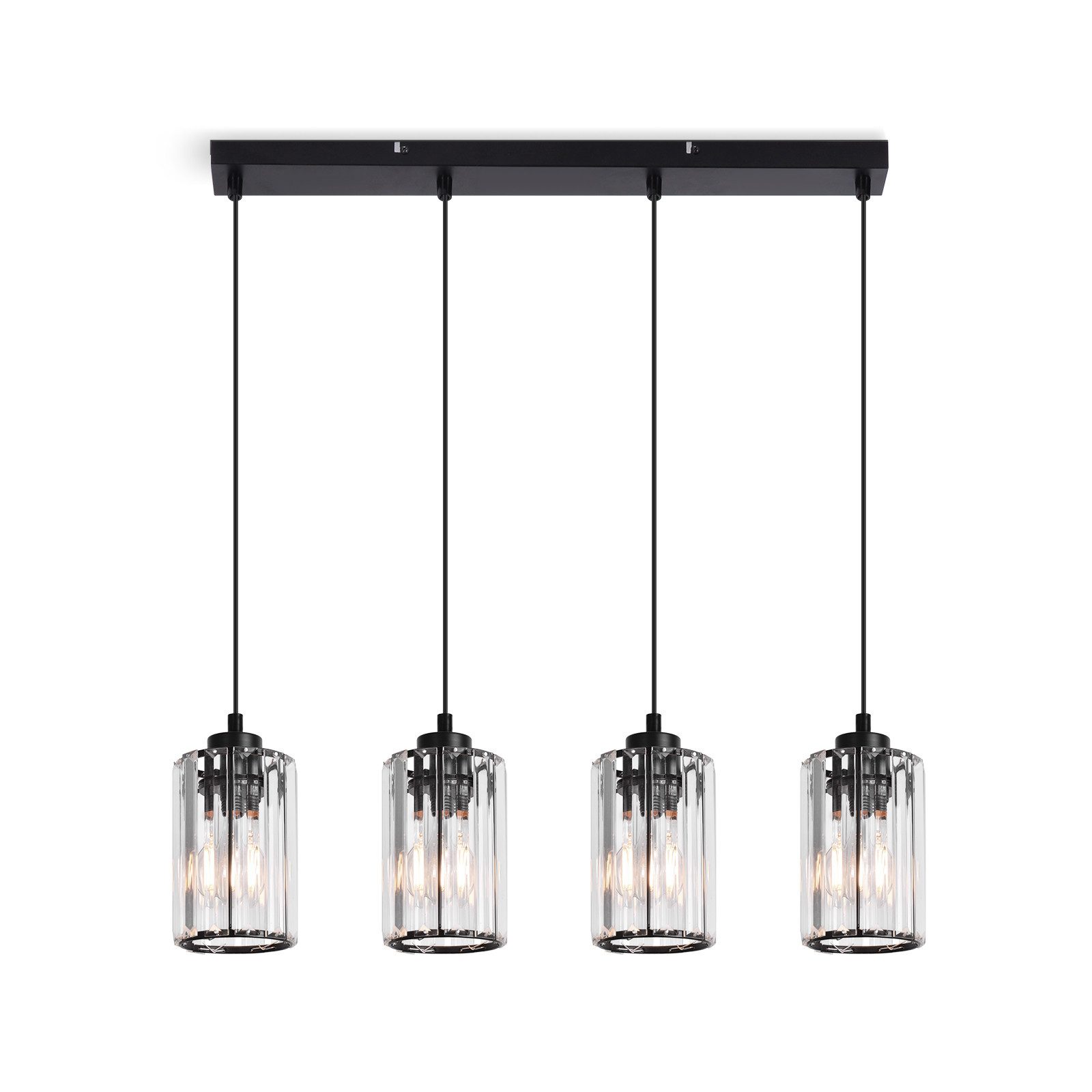 NETTLIFE Nowoczesna czarna kryształowa lampa wisząca nad stół jadalny 4 płomienie E27 - 9
