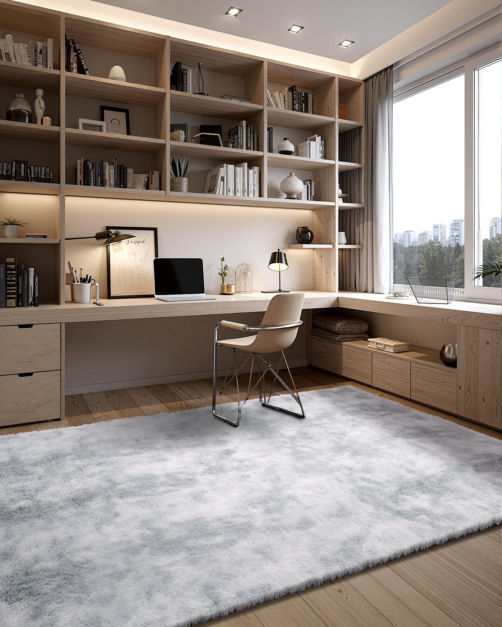 Tapete felpudo VEVOR 2,74 x 3,66 m, retangular para decoração de interiores, com forro macio em não-tecido para sala de estar, quarto, cinza claro - 5