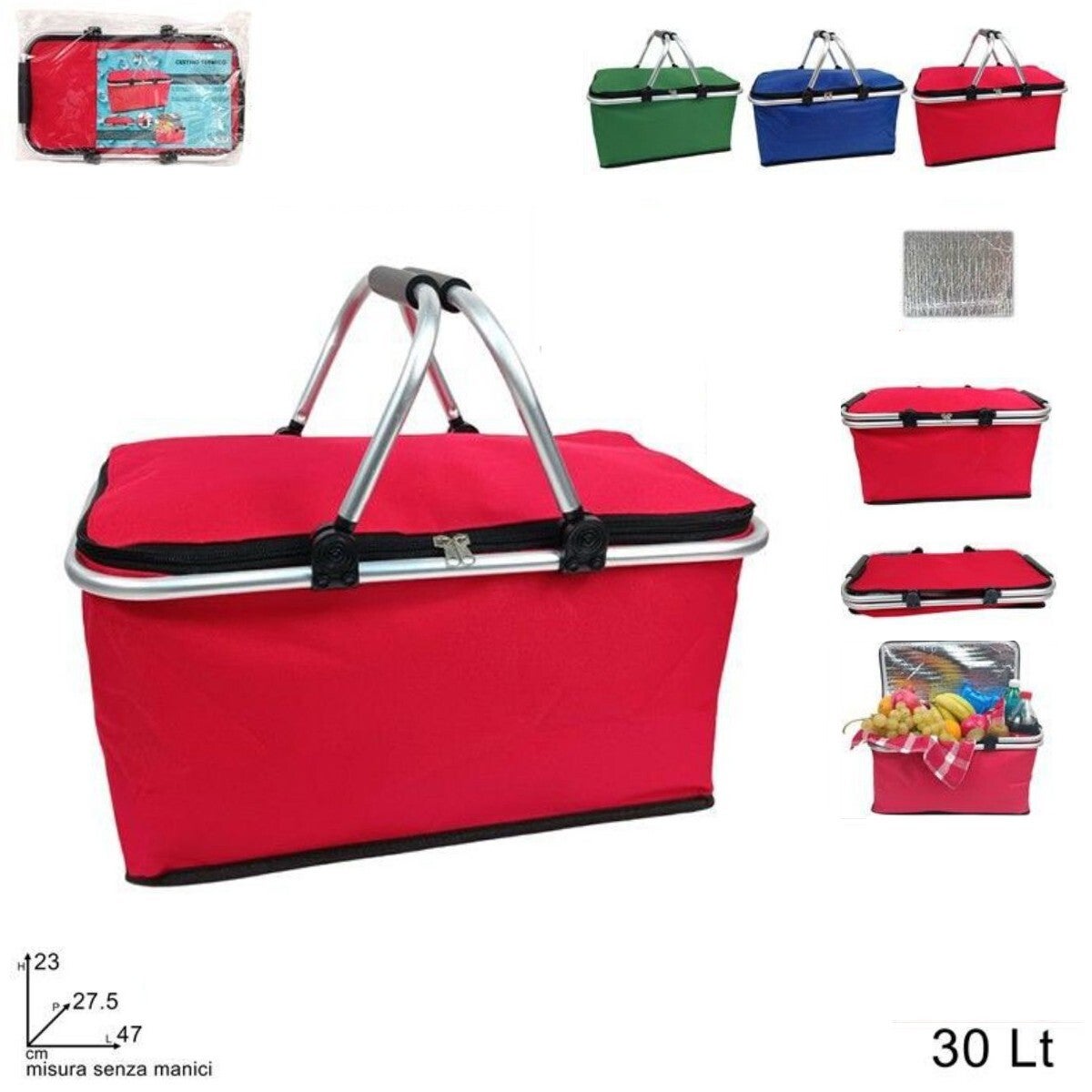 Panier Isotherme Pliable 30 Litres - Sac Pique-nique, Camping, Courses, Isolation Thermique, Portable