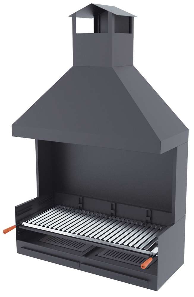 Barbecue 2 Grilles De Cuisson Suspendu TIPI Sur Trépied 210 Cm En Acier Inox 70 Cm Et 40 Cm Ref 111448 Cookking