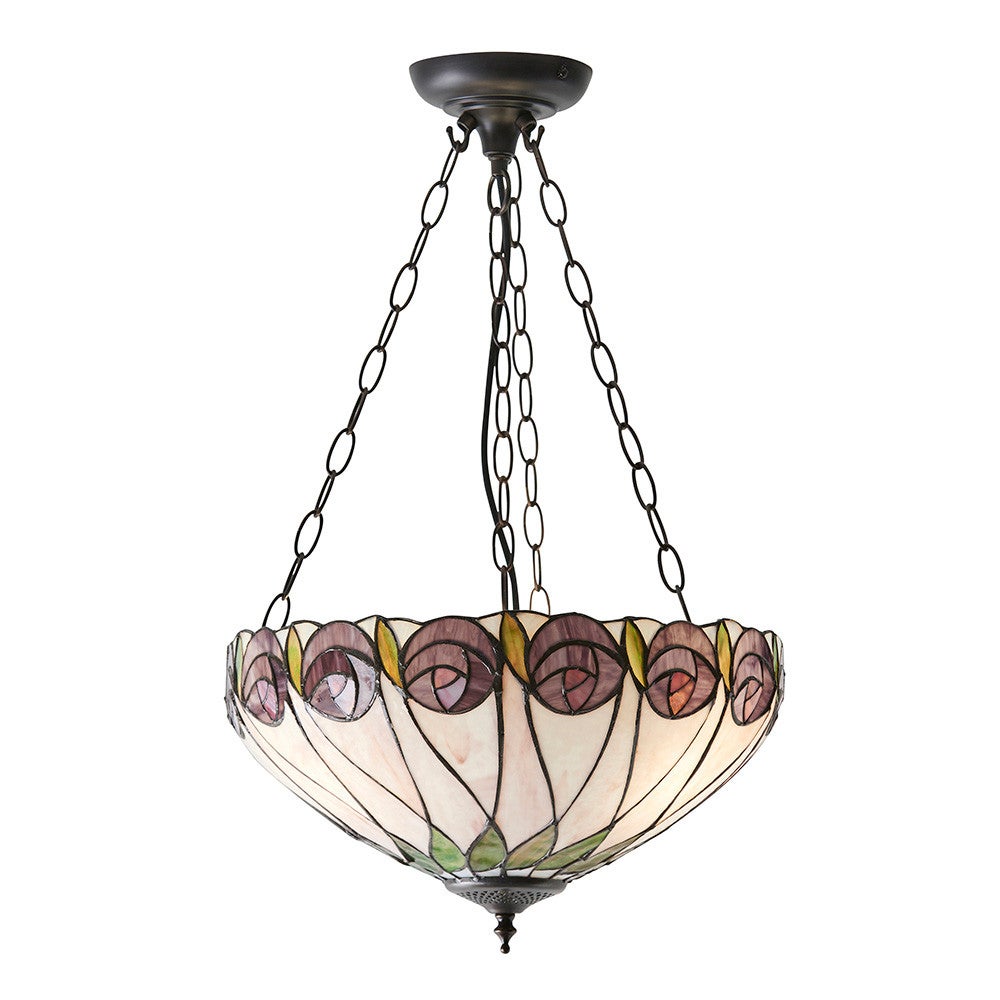 Lampa sufitowa róże HUTCHINSON brązowa 3xE27x40W szkło wym:100x40x40cm IP20 Tiffany