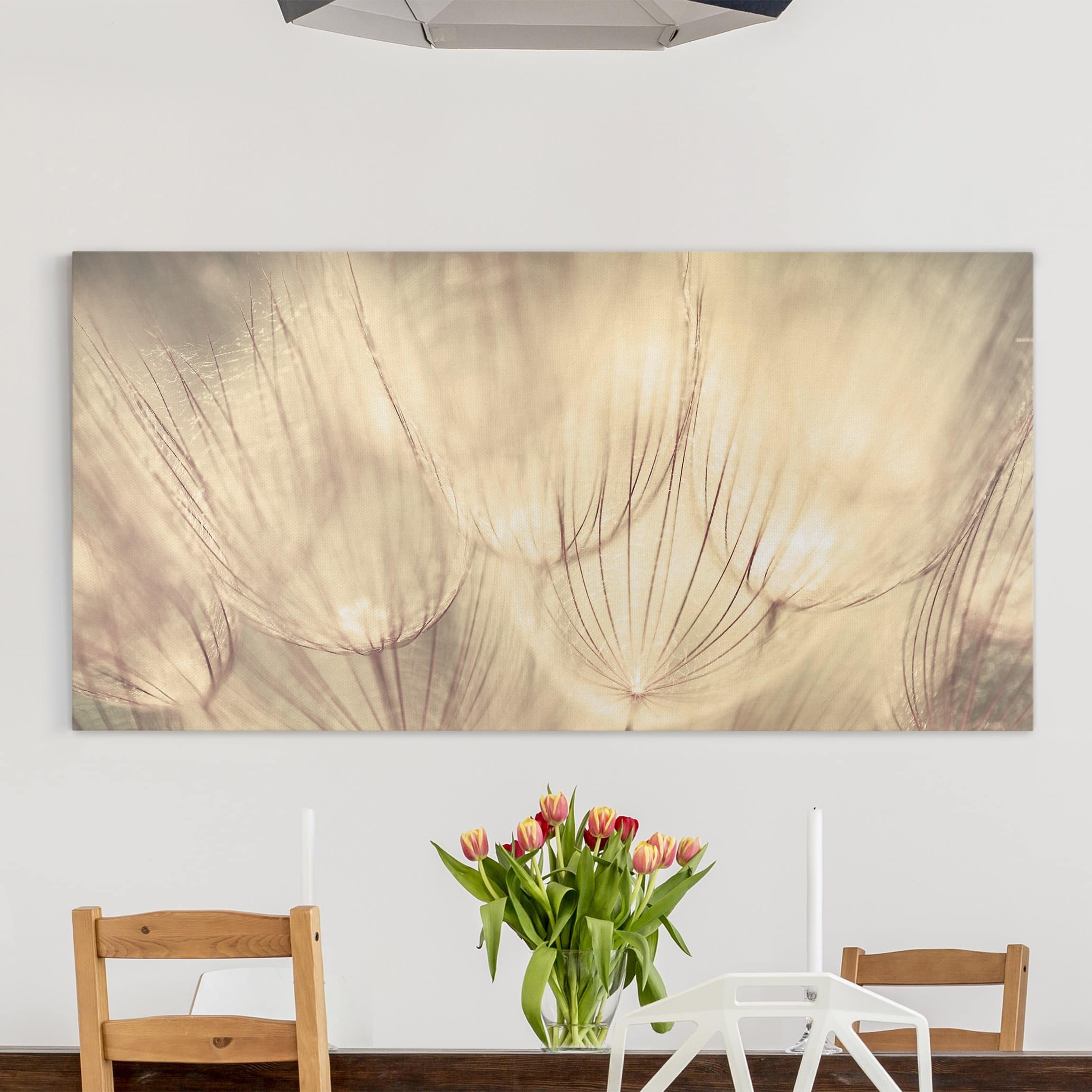 Lienzo cuadro en lienzo bastidor impresion en lienzo amarillo botánica flor diente de león 186 cocina dormitorio salón pasillo 100 x 50 cm