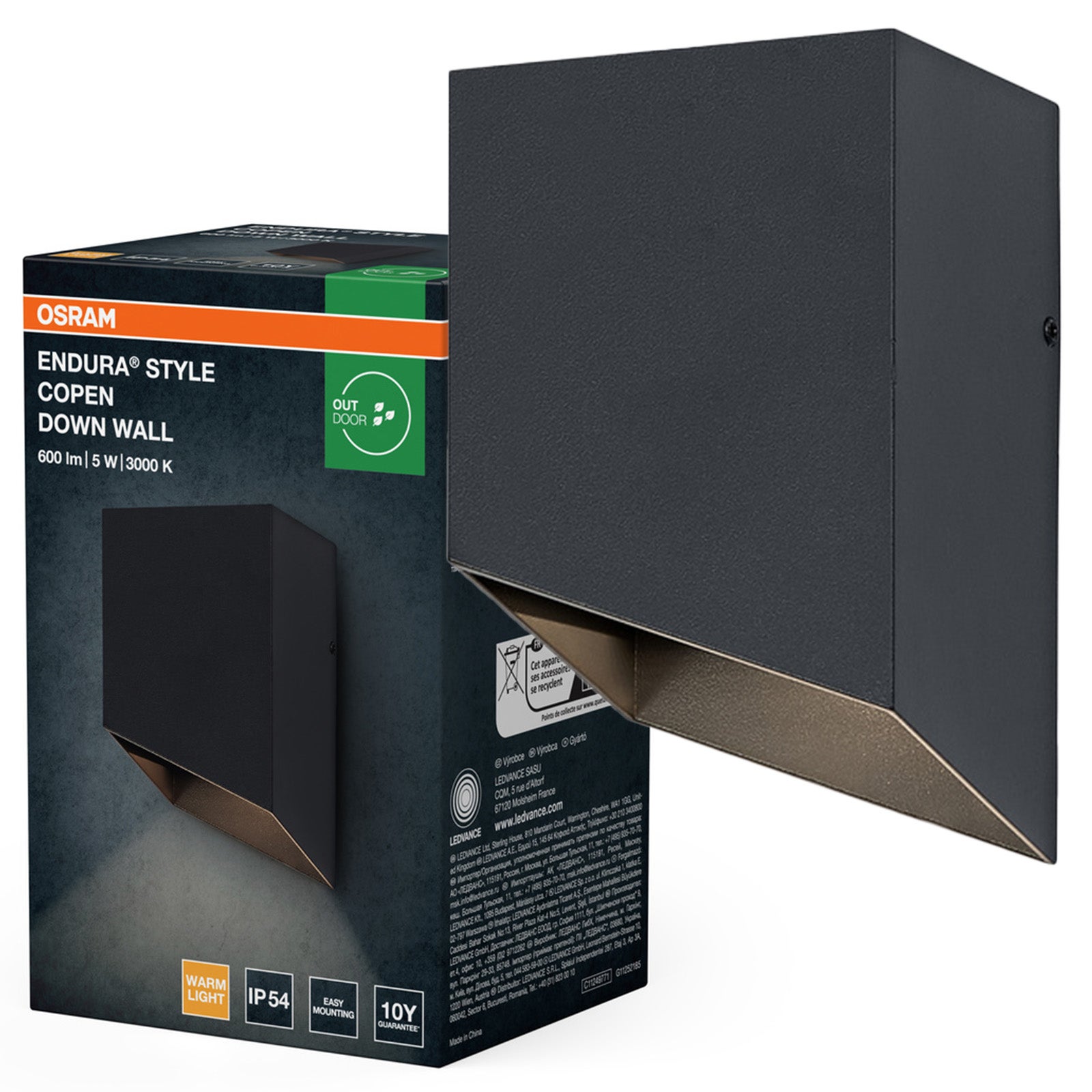 Kinkiet Ogrodowy Osram Lampa Elewacyjna Zewnętrzna LED 5W 320lm 3000K Ciepła biel Szary IP54 1 szt.