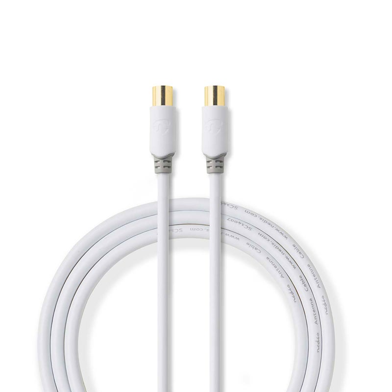 Câble D'Antenne TV Coaxial RF 1m - Extension Haute Qualité Mâle Vers Femelle Pour Sky HD, BT, Freeview, TV Box (Blanc)