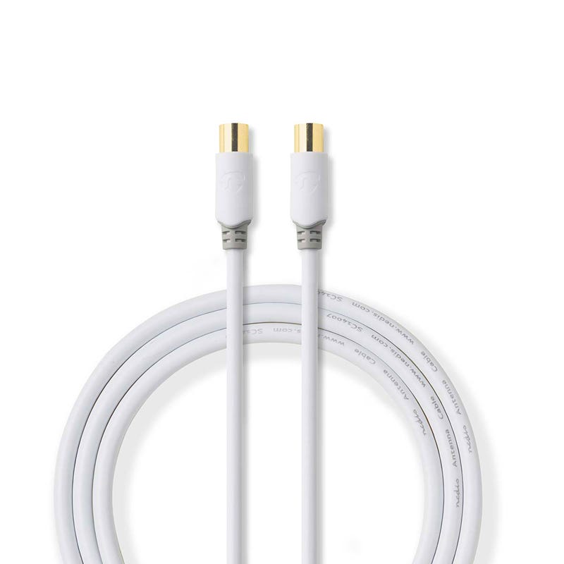 Câble D'Antenne TV Coaxial RF 1m - Extension Haute Qualité Mâle Vers Femelle Pour Sky HD, BT, Freeview, TV Box (Blanc)