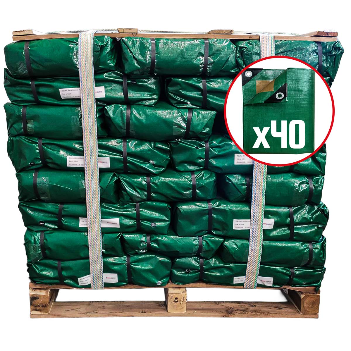 Lote de 40 lonas para techos 4x5 m tecplast hq250to - verde y marrón - máximo rendimiento - lona impermeable para techadores - pm10to