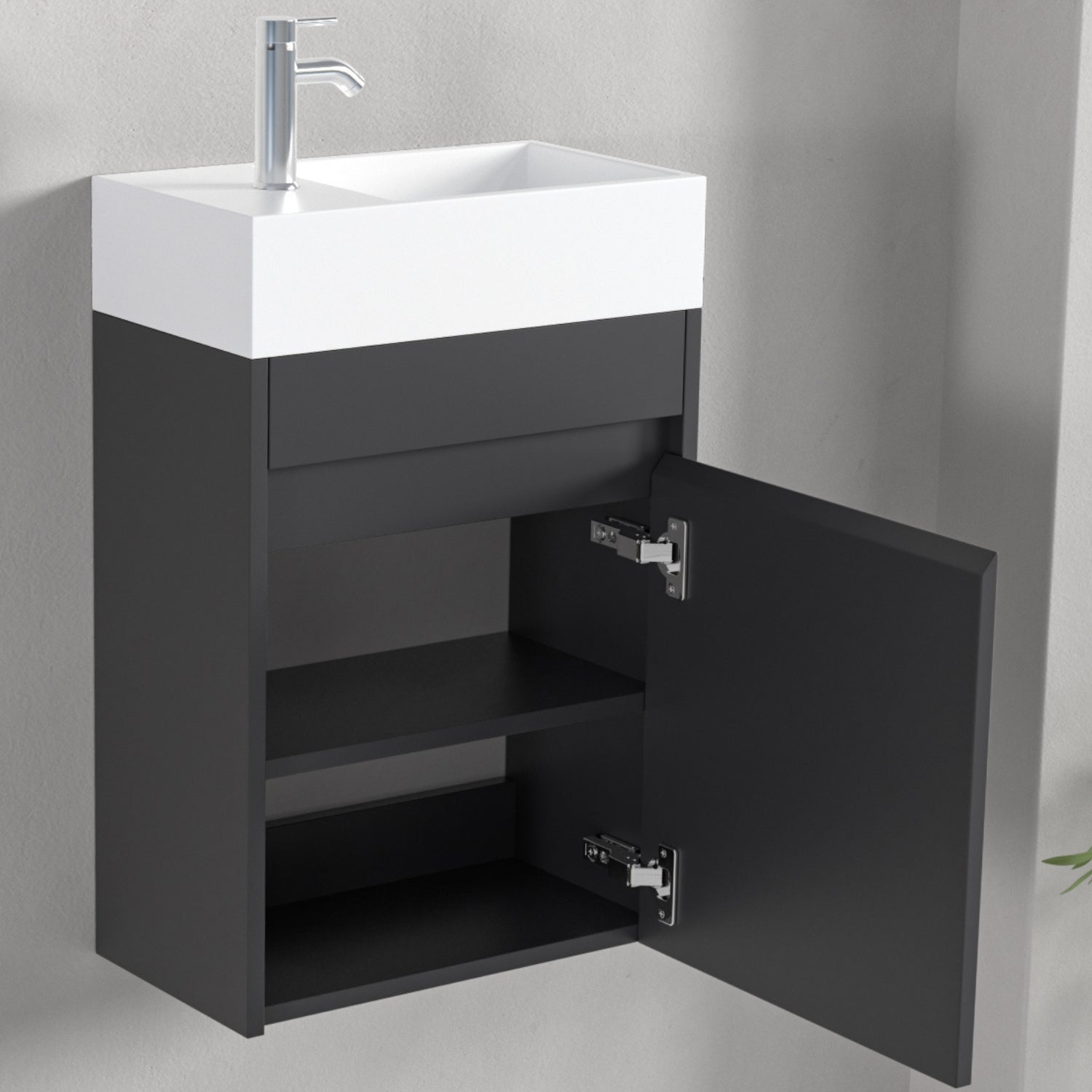 LOMAZOO meuble lave-mains Ibiza noir mat - 40cm - 4