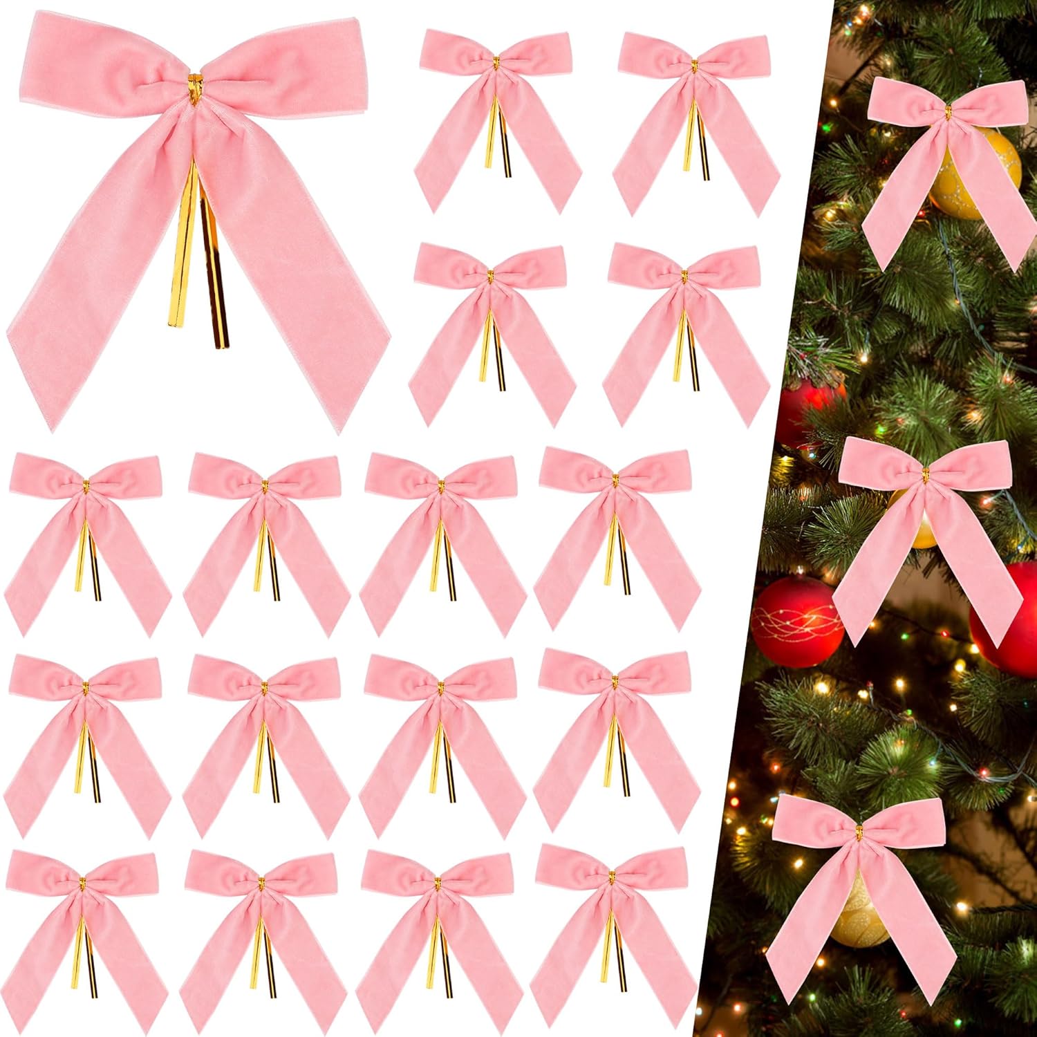 Lot De 18 Nœuds Bleus Velours Pour Sapin De Noël - Déco Festive 5,5cm Pour Fêtes Mariages