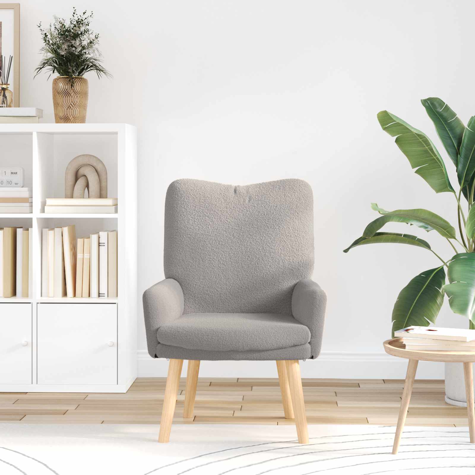 fotel Jasnoszary 63 x 67 x 94 cm Tkanina owcza i sklejka vidaXL