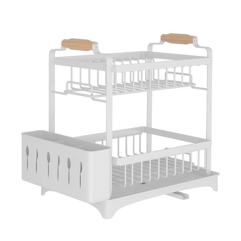 Cuisine vaisselle égouttoir avec bac de drainage, porte - couverts et égouttoir pour comptoir ou évier - 4