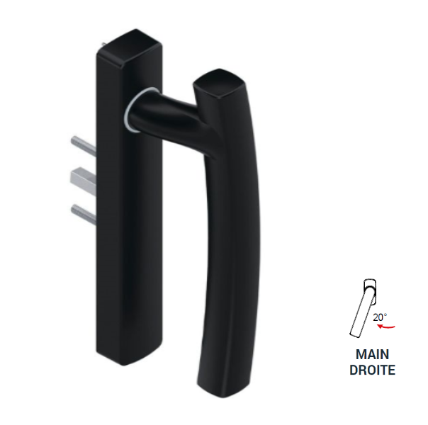 Poignée 20° symbiose 6656 - Sens : Gauche - Teinte : Noir 9005 - CROISEE DS - 4