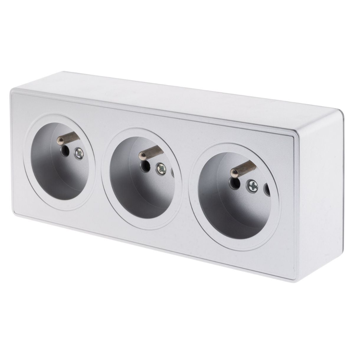 Prise Triple étanche IP54 Simon Kontakt - Blanc, 16A, 2P+T, Clapet, Pour Intérieur/extérieur