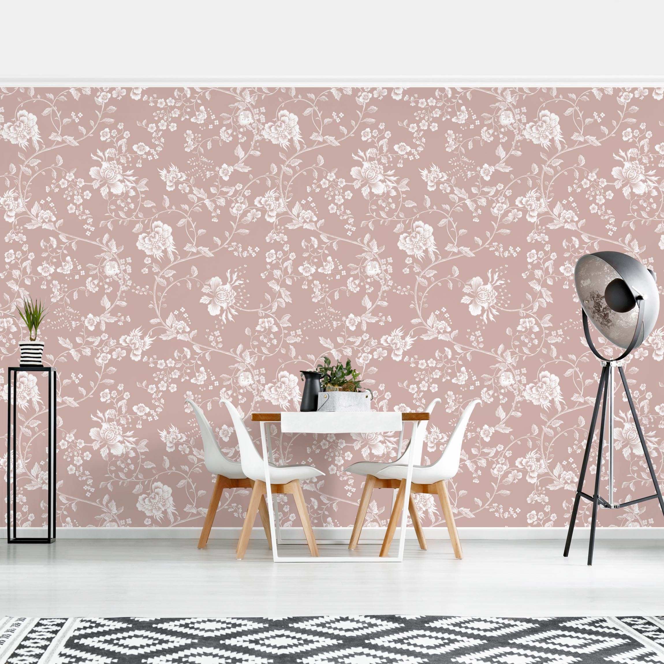 Papel pintado fotomural botánico flores rústico estampado vintage 323 - salón dormitorio cocina pasillo - tnt 384 x 255 cm adhesivo