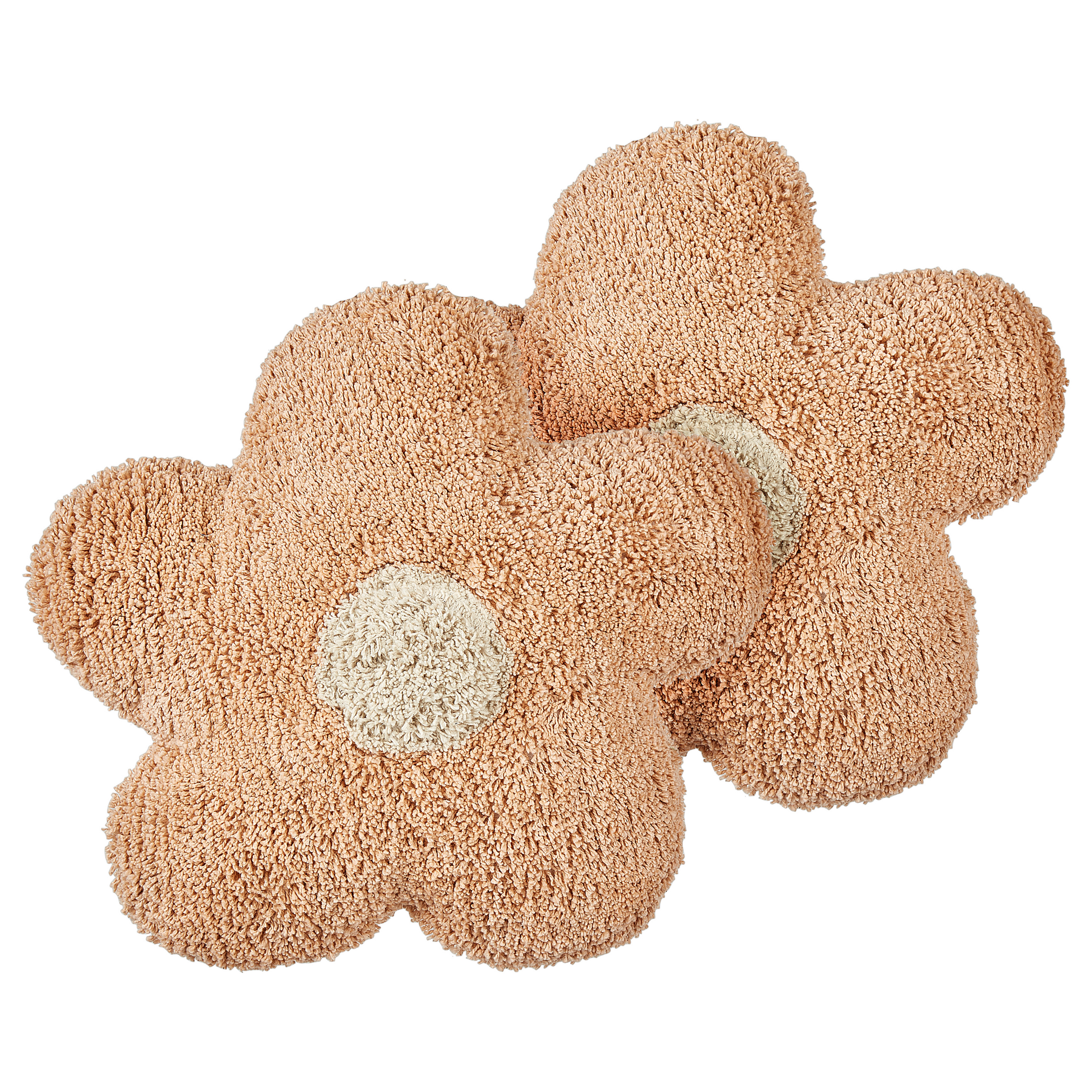 Beliani conjunto de 2 cojines flor de algodón rosa melocotón 30 x 30 cm sorrel