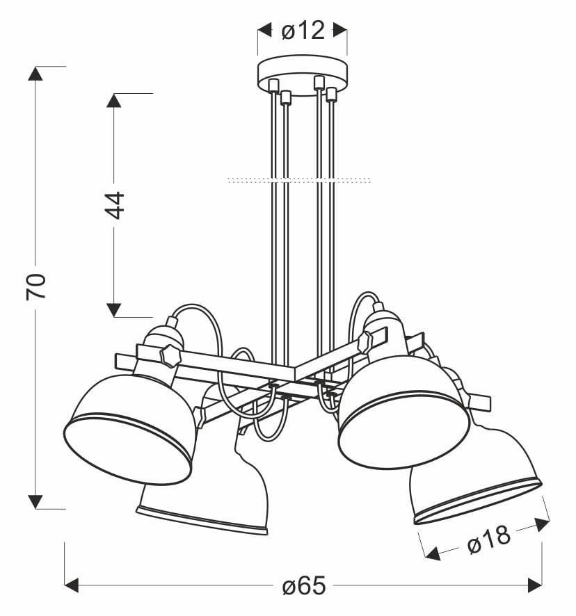 Lampa wisząca Reno czarna-ciemne drewno 4xE27x40W wym: 70 x 65 x 65 cm metal Candellux - 3