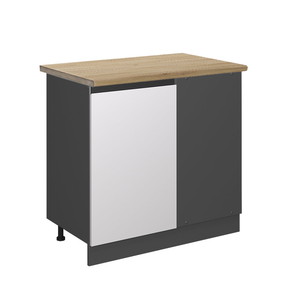 Vicco Szafka narożna R-Line, Biały, 86 cm J-Shape, BP Dąb