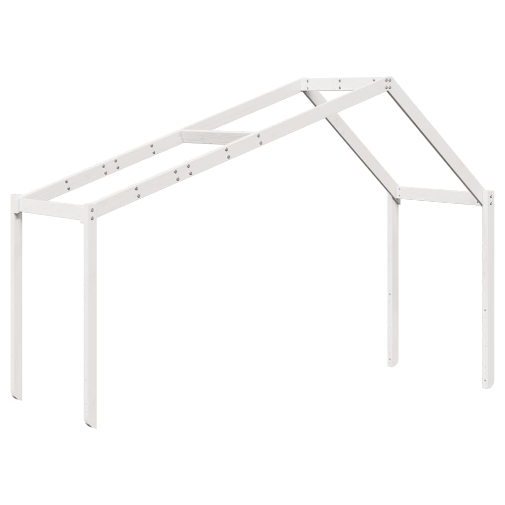 Lit haut avec toit blanc 90x190 cm bois de pin massif - 6