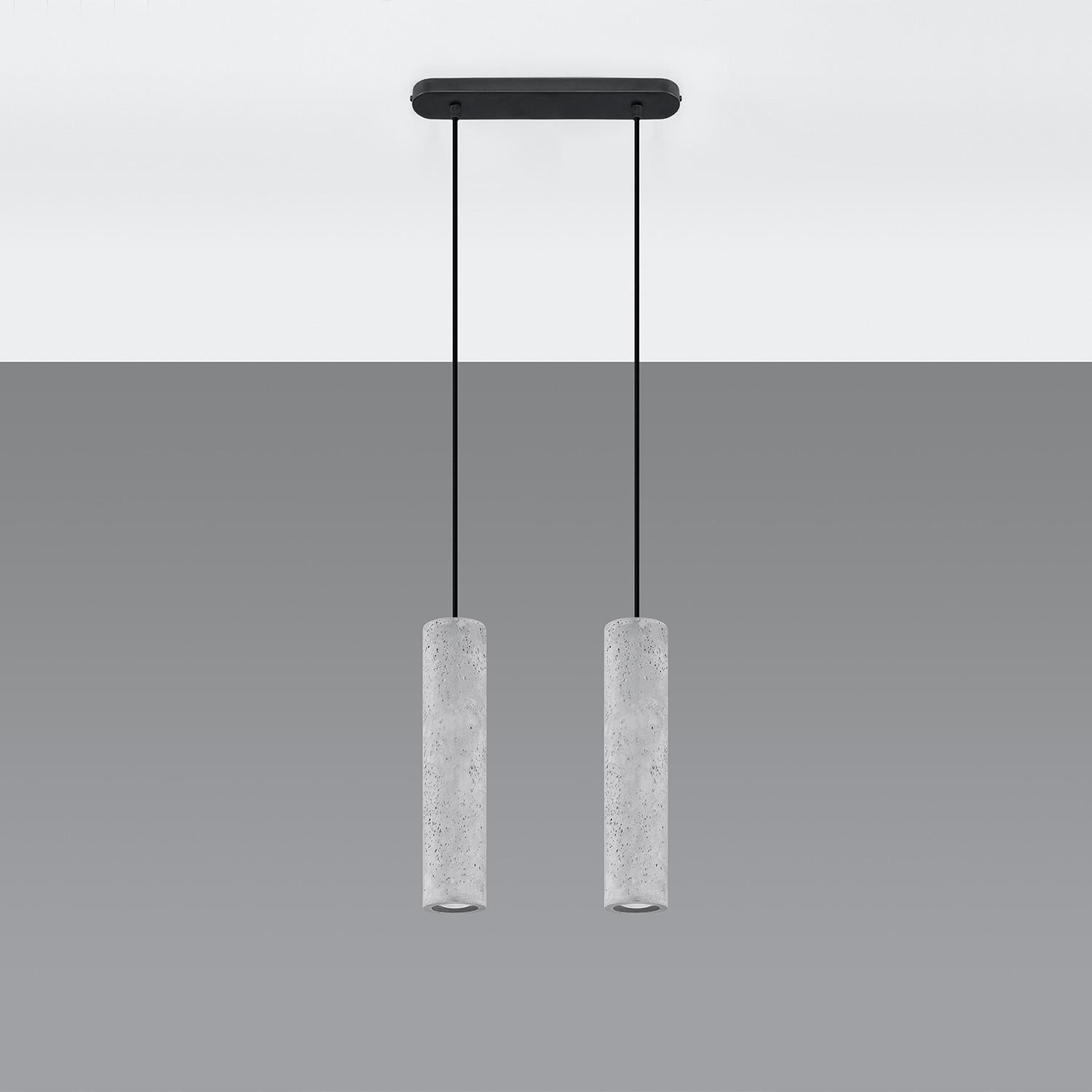 Lampa sufitowa wisząca Luvo czarno-szara 2xGU10x40W wym: 100 x 34 x 34 cm beton architektoniczny Sollux Lighting