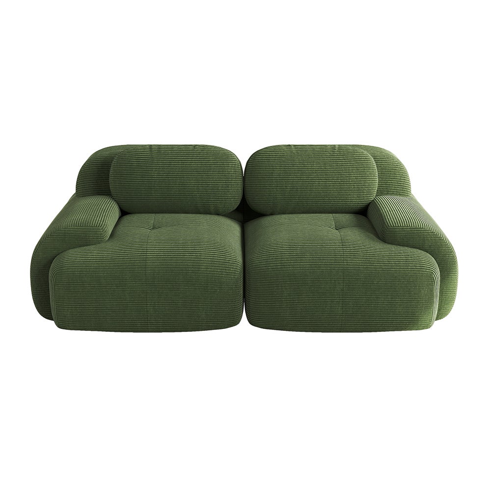 Dwuosobowa sofa z sztruksu o długości 82 cali, z zakrzywionymi podłokietnikami i antypoślizgową podstawą, zielona - 5