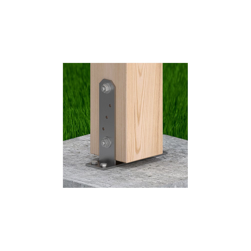 Embase pied de poteau en TT zinguée à visser - 75 x 200 x 50 x 4,0 mm - 5