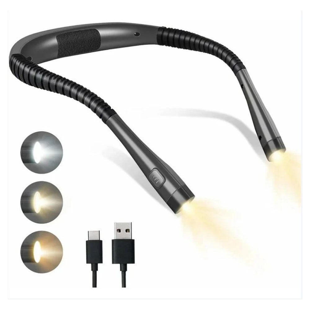 Lampka do Czytania z Możliwością Ładowania, Lampka do czytania w Łóżku, 3 Kolory, 6 Poziomów Jasności, Składane Ramiona, Do Robótek na Drutach, Napraw