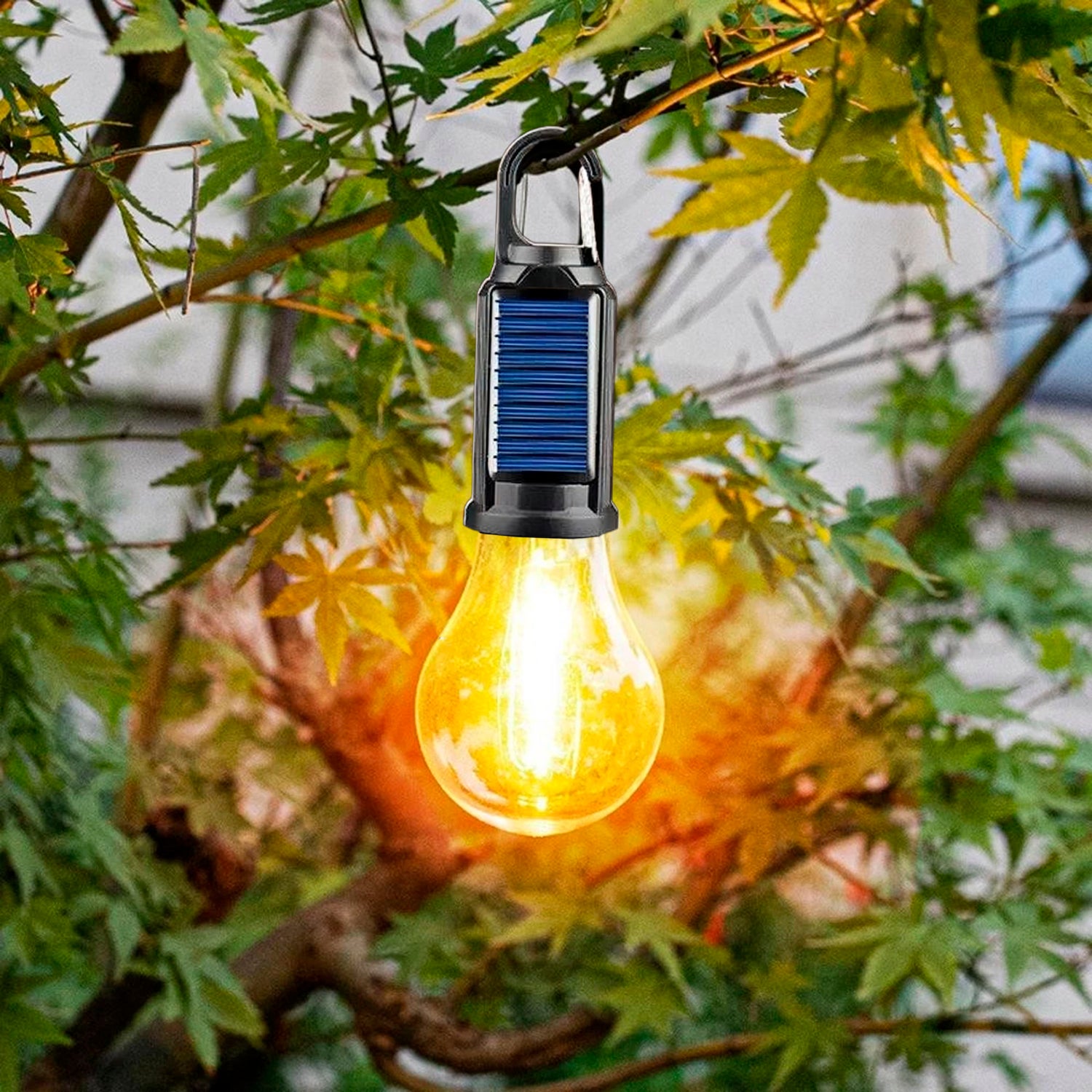 Lampadina LED T01 con carica solare e repellente per zanzare, con gancio per appendere, batteria ricaricabile da 400mAh, 5W. - 2