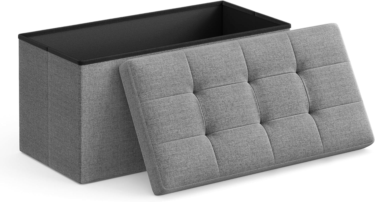 Cassapanca, Pouf Contenitore, Poggiapiedi Pieghevole, 38x76x38 cm