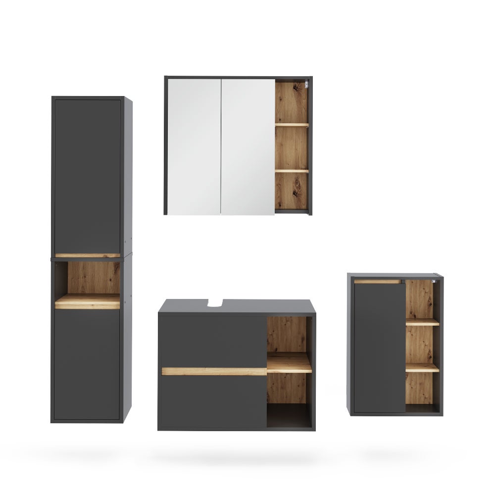 Vicco Zestaw mebli łazienkowych Viola, Szary/Artystyczny, 4 części