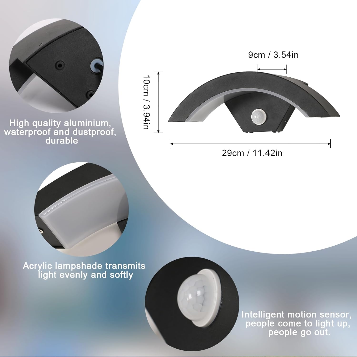 COMELY 2 Pièces Applique Murale LED Extérieur avec Détecteur de